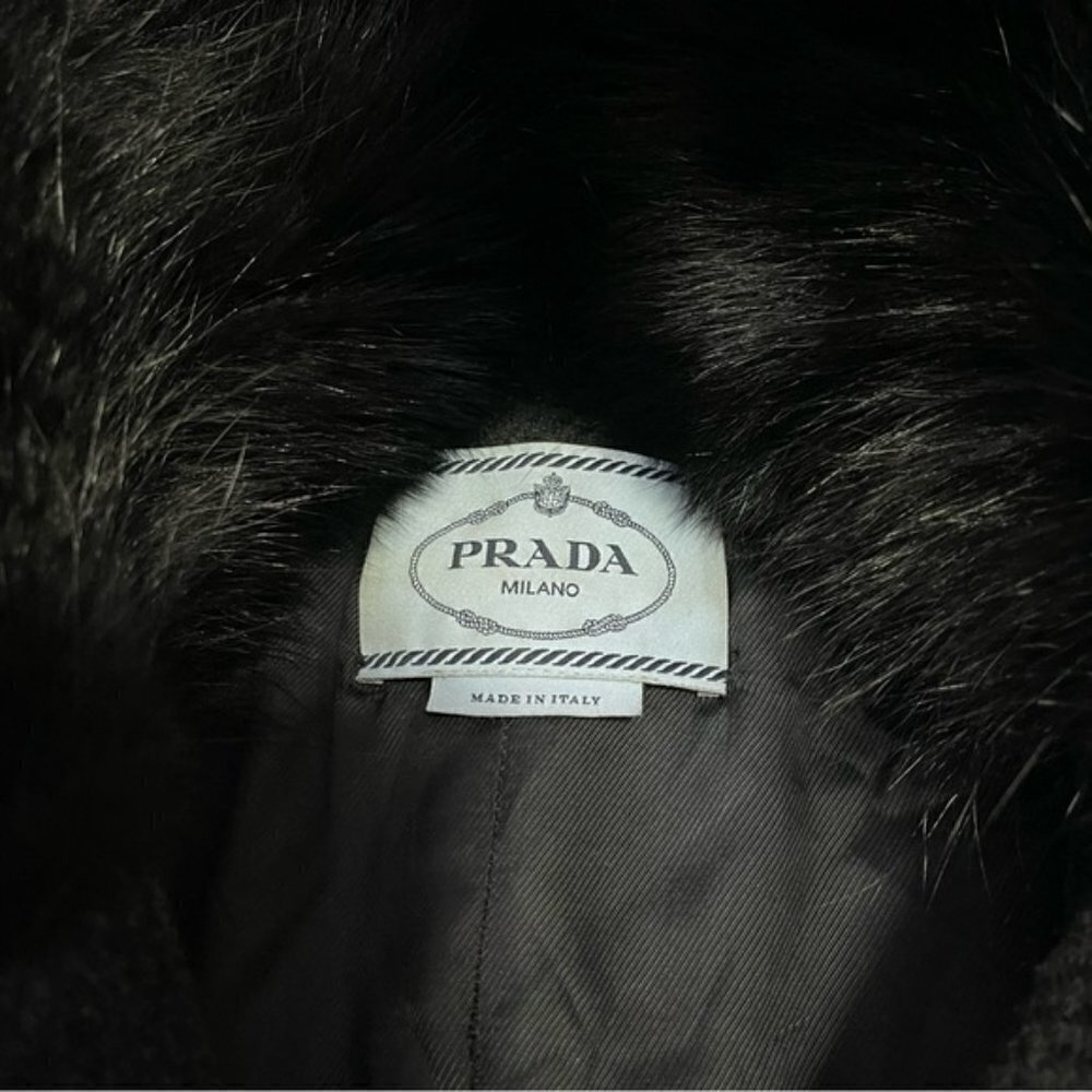 Prada Black Northern Racoon Dyed Fur Pea Coat IT 38/ US 2 - Picture 12 of 15